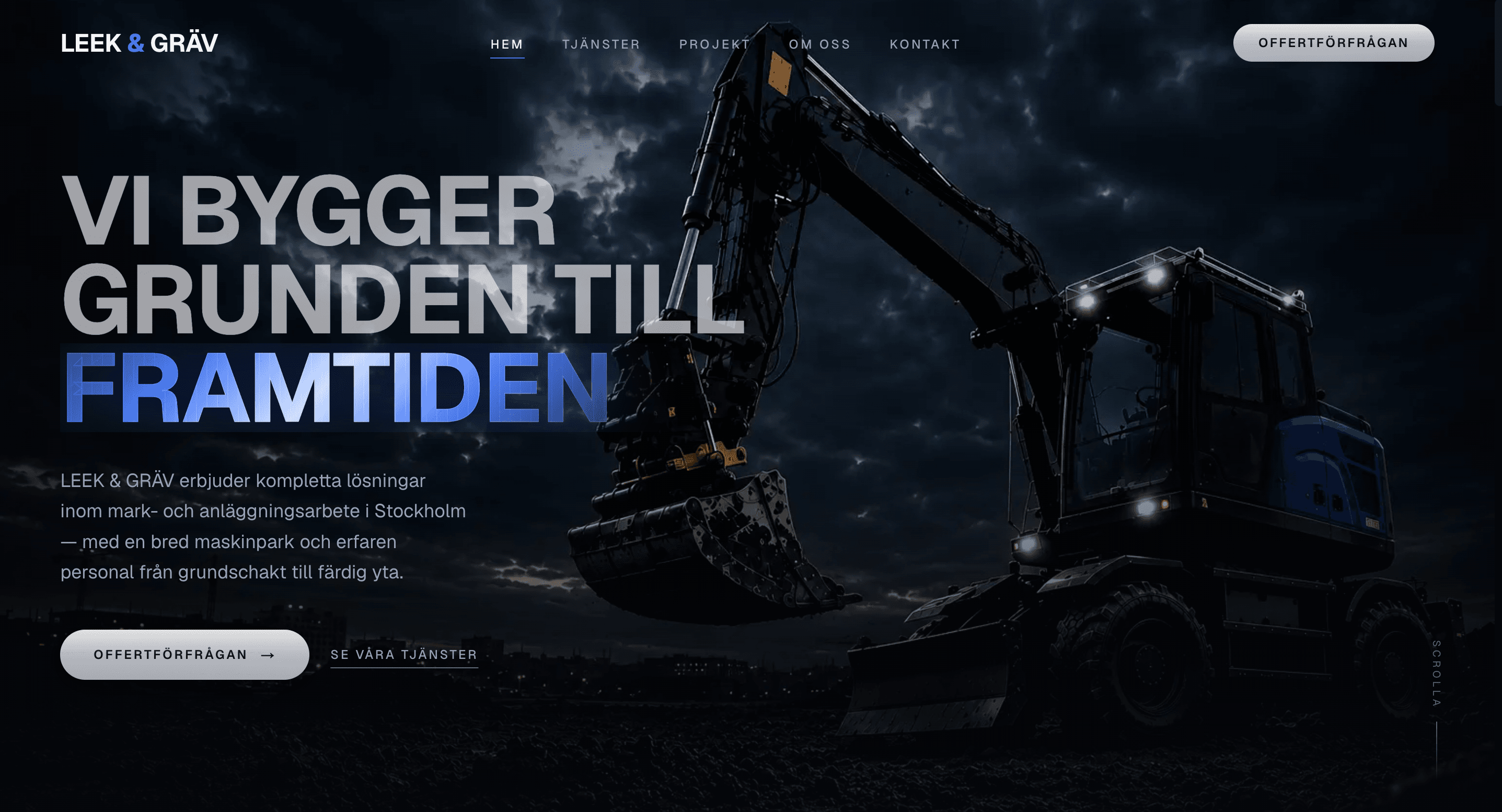 Skärmdump av en hemsida jag bygger